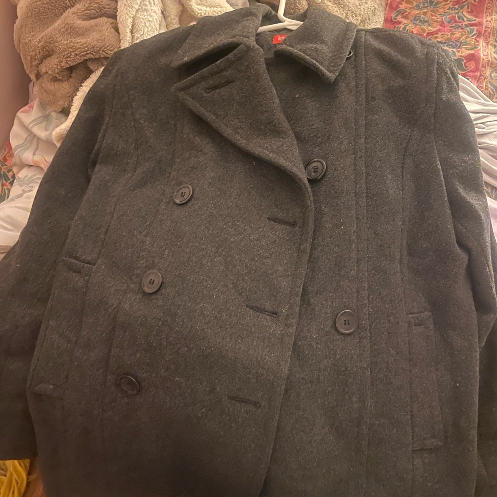 Espirit grey thick pea coat